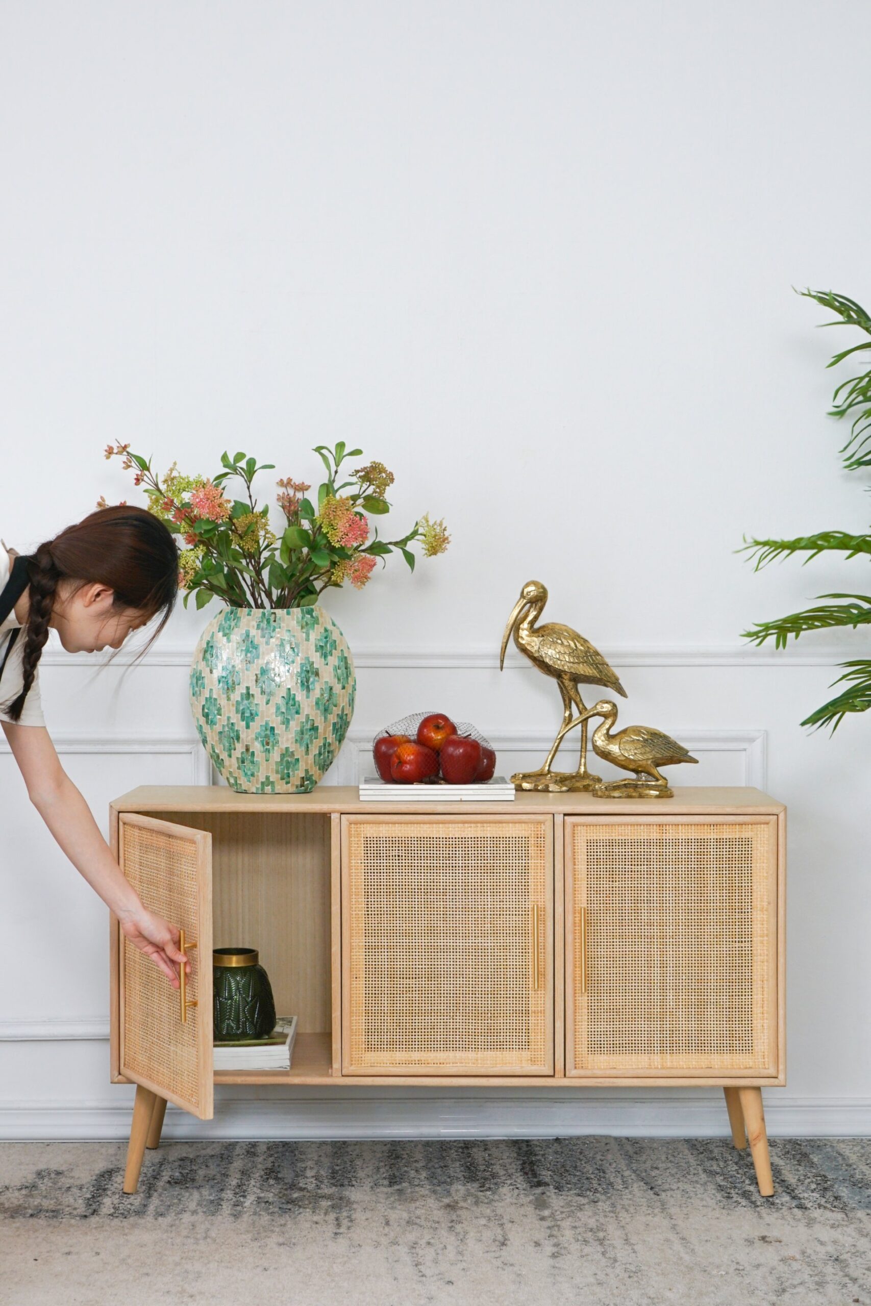 Wooden Accent TV Cabinet With 3 Doors - Brown - Image 13