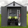 Modern Resin Plastic Storage Shed 6X8Ft For Backyard Garden Tool Storage - Black / Gray - Image 10