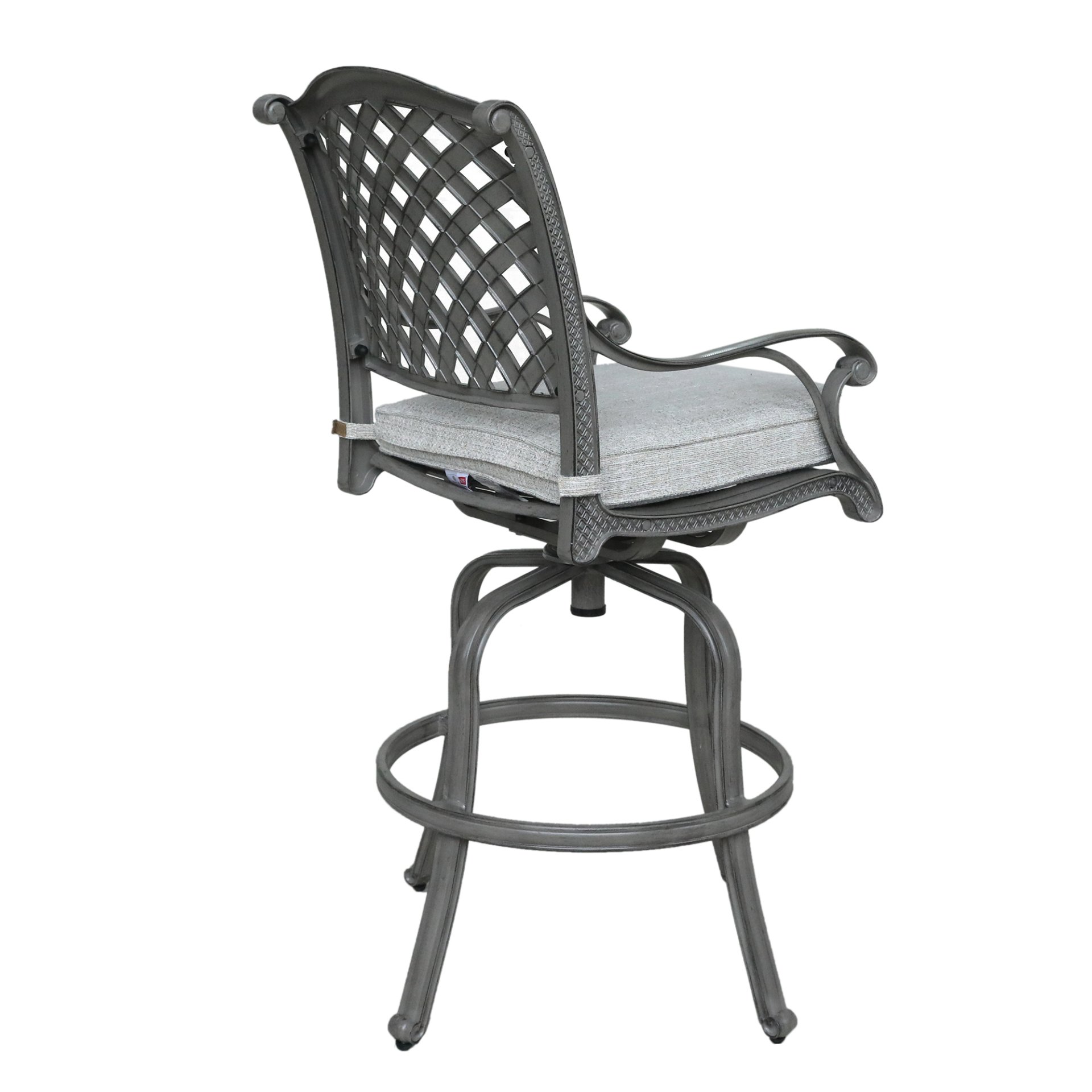 Outdoor Aluminum Swivel Barstools With Cushions (Set of 2) - Golden Gauze - Image 4