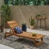 Outdoor Chaise Lounge With Adjustable Seating And Slat Panel - Yellow Brown - Image 7