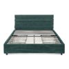 Modern Queen Size Cushioned Bed Frame With Headboard And Drawers And Velvet - Blue / Green - Image 15