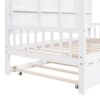 Twin Size House Bed & Trundle, Kids Bed With Shelf - White - Image 10