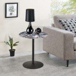 Circa - End Table With Marble Textured Top - Black