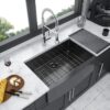 30" Farmhouse Kitchen Sink Stainless Steel Apron Front 16 Gauge 10" Deep Single Bowl - Gunmetal Black - Image 2