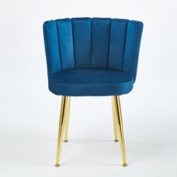 Modern Dining Chair (Set of 2) With Velvet Comfort And Golden Iron Legs For Dining And Living Room - Blue