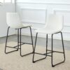 (Set of 2) Modern Minimalist Style Material Bar Stools, Suitable For Kitchen, Bar And Modern Home Design - White - Image 4