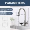 3 In 1 Kitchen Faucet With Press Type Glass Rinser, High Arc Pull Down Sprayer, 3 Function Spray Mode - Brushed Nickel - Image 3