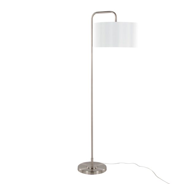 Puck - Contemporary Floor Lamp - Nickel / White