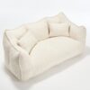 Comfortable Dual Beanbag Chair With High Resilience Foam Core For 2 People - Beige - Image 22