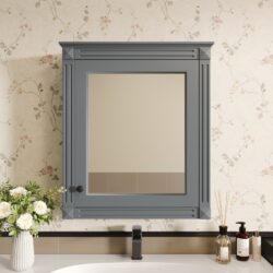 Wall Mounted Bathroom Storage Cabinet With Mirror, Medicine Cabinet With Height Adjustable Shelf, Over The Toilet Space Saver Cabinet - Gray