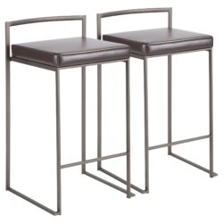 Fuji - Industrial, Stackable Counter Stool (Set of 2) - Brown