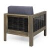 Outdoor Club Chair With Wicker Accents And Water Resistant Cushions - Gray - Image 5