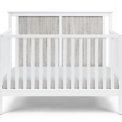 Connelly - 4 In 1 Convertible Crib - White, Rockport Gray