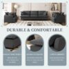 3 Piece Living Room Set Modular Sectional Couch Upholstered 3 Seater Sofa & 2 Armchairs 5 Seat - Gray - Image 5