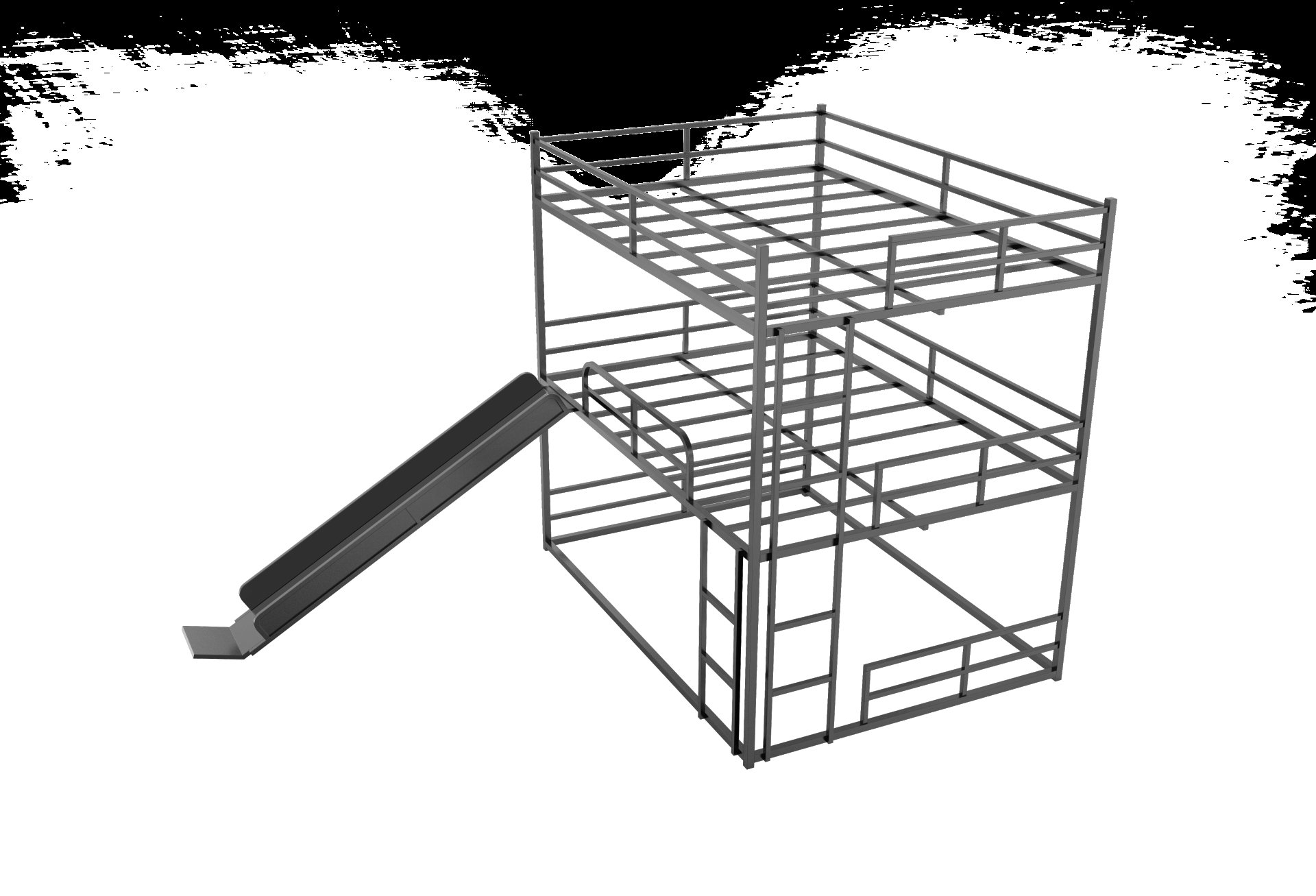 Twin Size House Loft Bed With Slide And Ladder - Black - Image 9