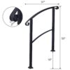 Handrails For Outdoor Steps, Fit 1 Or 3 Steps Outdoor Stair Railing, Flexible Front Porch Hand Rail, Transitional Handrails For Concrete Steps Or Wooden Stairs - Black - Image 10