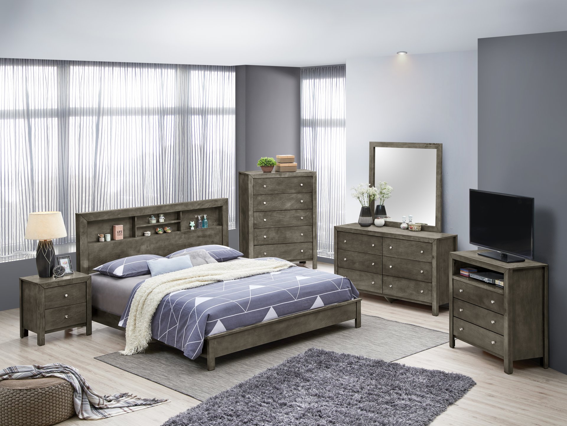 King Transitional Bed - Gray - Image 3