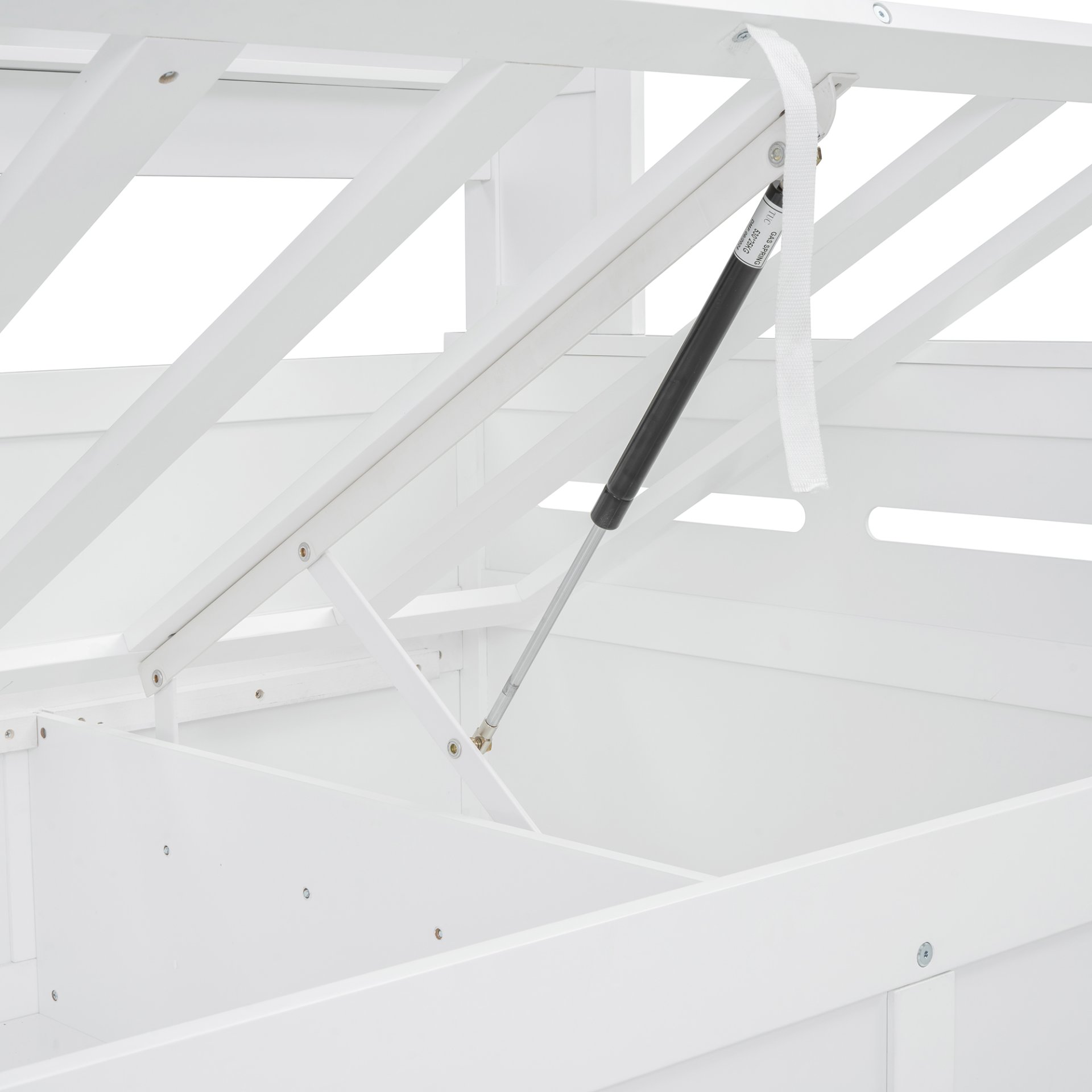 Twin Size Wooden Daybed With Hydraulic Bed And All In One Cabinet And Shelf - White - Image 9