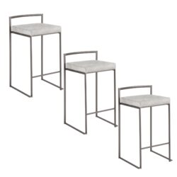 Fuji - Industrial Stackable Counter Stool (Set of 3) - Light Gray