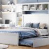 Full Size Bed With All In One Cabinet, Shelf And Sockets, Twin Size Trundle - White - Image 17
