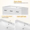 Bathroom Vanity Cabinet With Resin Integrated Sink 4 Drawers, 2 Doors - White - Image 10