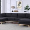 Hallie - Wide Sherpa Double Chaise U-Shape Sectional Sofa - Black - Image 4