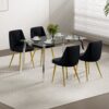 Modern Simple Velvet Dining Chair Set With Gold Metal Legs (Set of 4) - Black - Image 2