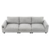 Sectional With Bluetooth Speaker Comfy Cloud Couch Set With Drop Down Table Cup Holders, USB Charger Storage Armrest Wide Seat Sofa - Gray - Image 3