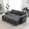Free Combination Modular Convertible Sectional Sofa Bed Set, 4 Seat Upholstered Sleeper Corner Couch, Deep Seat Loveseat With Ottoman - Gray - Image 14