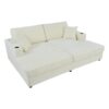 Oversized Loveseat Chaise Lounge Sectional Sofa Bed Corduroy Sleeper Sofa With 2 USB Ports, 2 Cup Holders And 2 Throw Pillows For Living Room And Bedroom - Beige - Image 10