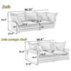Modern Comfy Upholstered Sofa Cloud Couch, Deep Seat Couches With Multiple Large Soft Pillows, Convertible Deep Seat Chaise Longue For Living Room - Black - Image 3