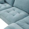Modern Convertible Sectional L Shaped Reversible Couch Set With Free Pillows 4 Seat Suede Sleeper Sofa With Ottoman - Light Blue - Image 11