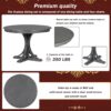 5 Piece Retro Round Dining Table Set With Curved Trestle Style Table Legs And 4 Upholstered Chairs For Dining Room - Dark Gray - Image 6