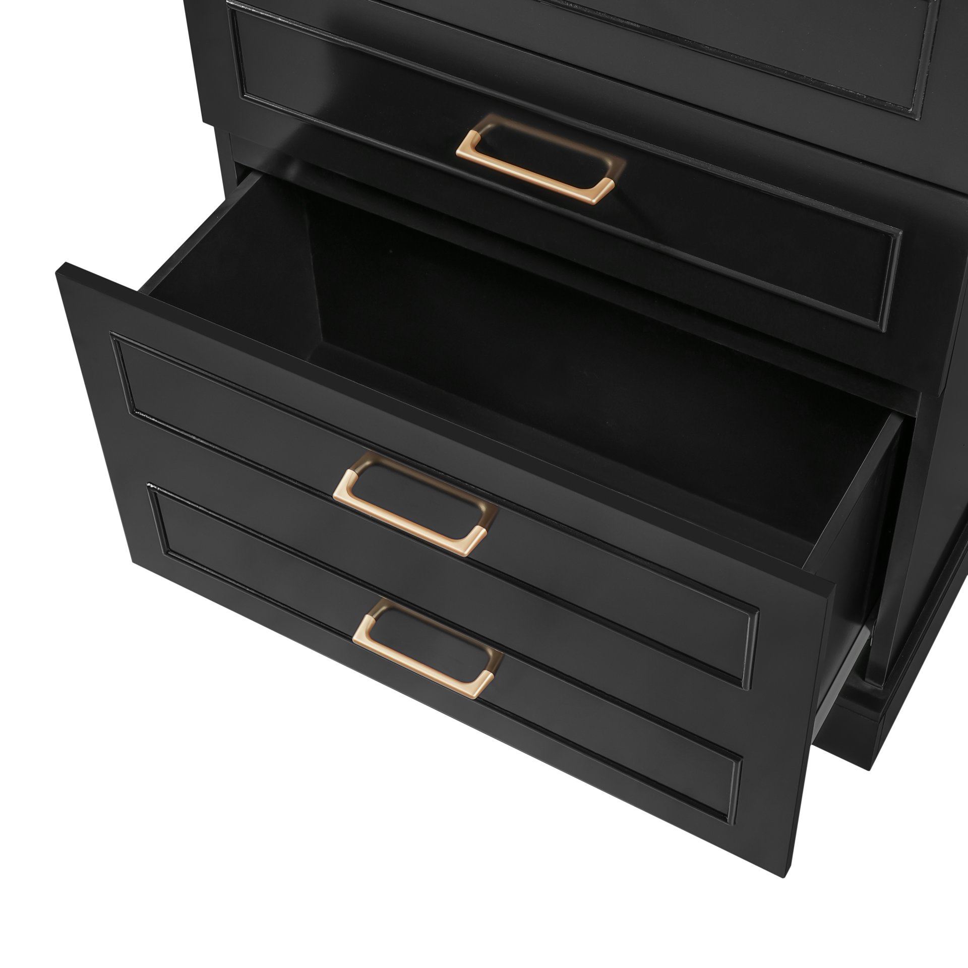 Bathroom Cabinet With 3 Drawers, Adjustable Shelf, Panels, Steel Handles, Soft Close Doors - Black - Image 18