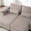 Convertible Chaise Lounge Sofa Chair With USB Ports, Cup Holders, Phone Holder, Storage - Brown - Image 7