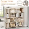 Vintage Industrial Style 5 Tier Large Bookshelf - White - Image 8