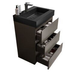 Alice - 24" Bathroom Vanity With Sink, Large Storage Freestanding Bathroom Vanity For Modern Bathroom, One-Piece Black Sink Basin Without Drain And Faucet - Black / Gray