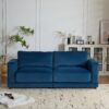 Modern Square Arm Sofa With Soft Velvet Upholstery, Deep Cushions, Sturdy Legs - Navy Blue - Image 5