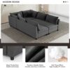 Modular Sectional Bed Couch Set With Pillows Free Combination, Minimalist Style Oversized 6 Seat Convertible Sofa - Gray - Image 8