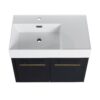 Modern Style 30" Wall Mounted Bathroom Vanity With Resin Sink And Storage Rack Plywood - Black Chestnut - Image 15
