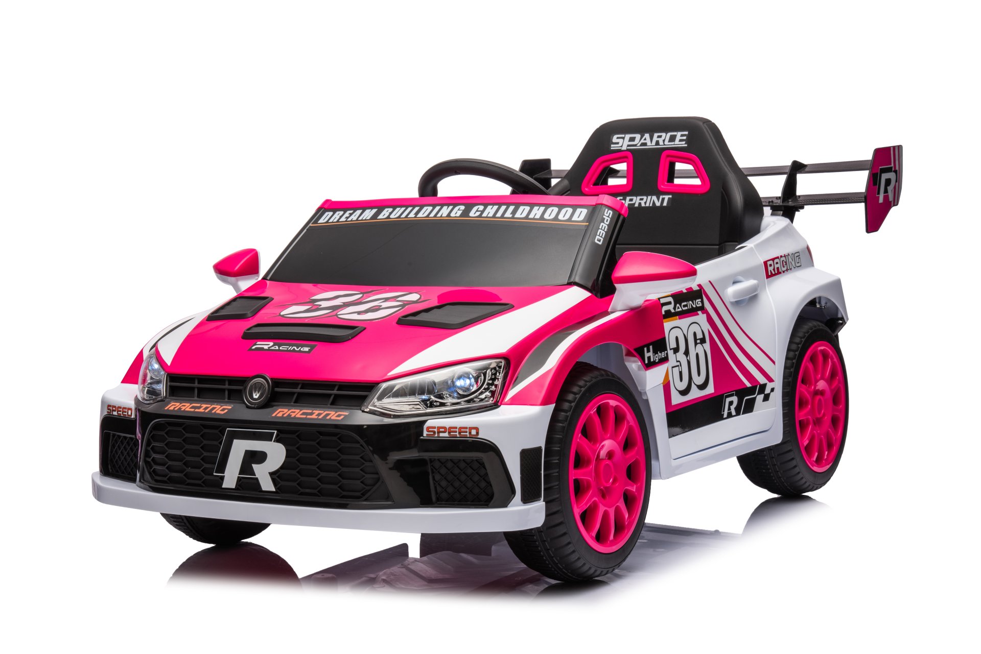 12V4A 20W*2 One Button Start, Forward And Backward, High And Low Speed, Music, Front Light, Power Display, Two Doors Can Open, 2.4G R / C, Seat Belt Four Wheel Absorber Kids Ride On Car - Pink - Image 7