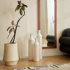 Floor Metal Vase Modern Style Decoration Home Metal Vase 3 Piece Set Gorgeous Home Decoration Large Glazed Metal Vase - Gold / White - Image 7