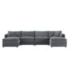 Modular Sectional With Deep And Wide Seat, U Shaped Cloud Couch Set With Double Cushions 6 Seat Sofa With Movable Ottomans Oversized - Dark Gray - Image 3