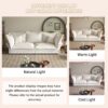 Modern Comfy Upholstered Sofa Cloud Couch, Deep Seat Couches With Multiple Large Soft Pillows, Convertible Deep Seat Chaise Longue For Living Room - Beige - Image 18