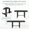 Topmax - 6 Piece Farmhouse Extendable Dining Table With Footrest, 4 Upholstered Dining Chairs And Dining Bench, Two 11" Removable Leaf - Black / Beige - Image 7