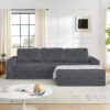 Modern Minimalist L Shape Modular Sectional Sofa With Compressed Corduroy Upholstery - Gray - Image 13