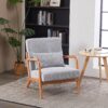 Accent Chair With Pillow, Upholstered Arm Chair - Light Gray - Image 2