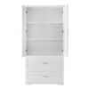 Tall Bathroom Storage Cabinet, With Two Doors And Drawers, Adjustable Shelf, MDF Board - White - Image 18