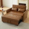 Convertible Sleeper Bed, Adjustable Oversized Armchair With 3 USB Ports For Small Space - Brown - Image 3