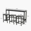 Modern Design Long Dining Table Set With 3 Stools - Gray - Image 3